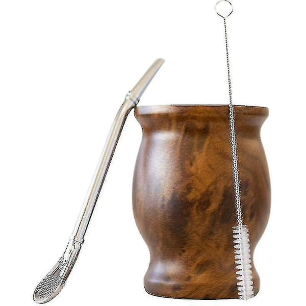 Yerba Mate-sett med dobbeltvegget 18/8 rustfritt stål Mate-tekopp