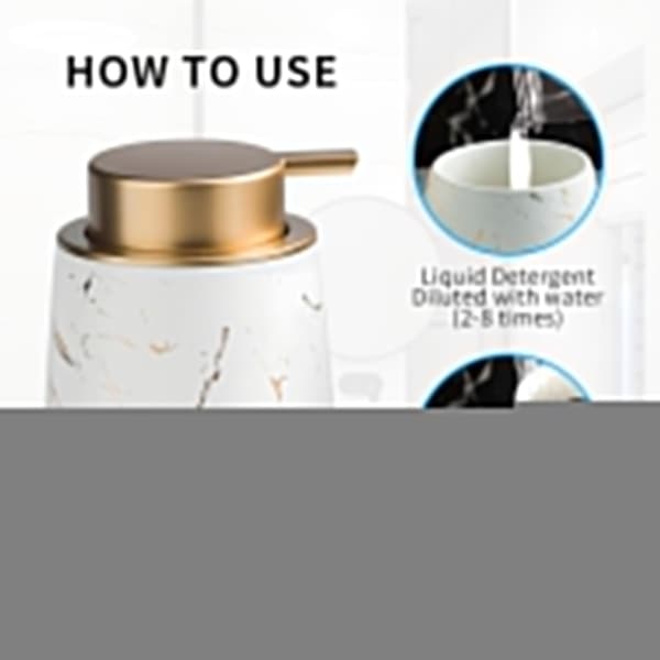 Keramisk sæbedispenser til skum og lotion med let trykpumpe, hvid, 12,5x8,5 cm