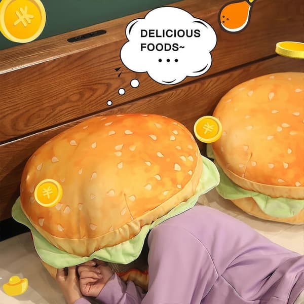 Realistisk Burgerpute Plump Hamburger Plysj Pil 2025