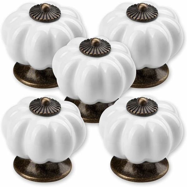 5 x møbelknott knott Ø 30 mm hvit bronsefarget sokkel skuff K