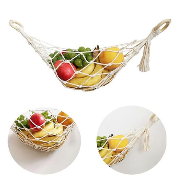 Makraméhängmatta för frukt och grönsaker - Extra förvaring under skåp, husvagnar, båtar