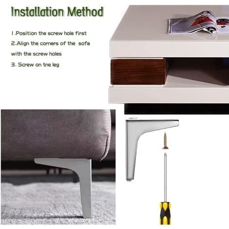 Sett med 4 moderne trekantede møbelben i metall for garderobe, sofa, stol (17 cm)