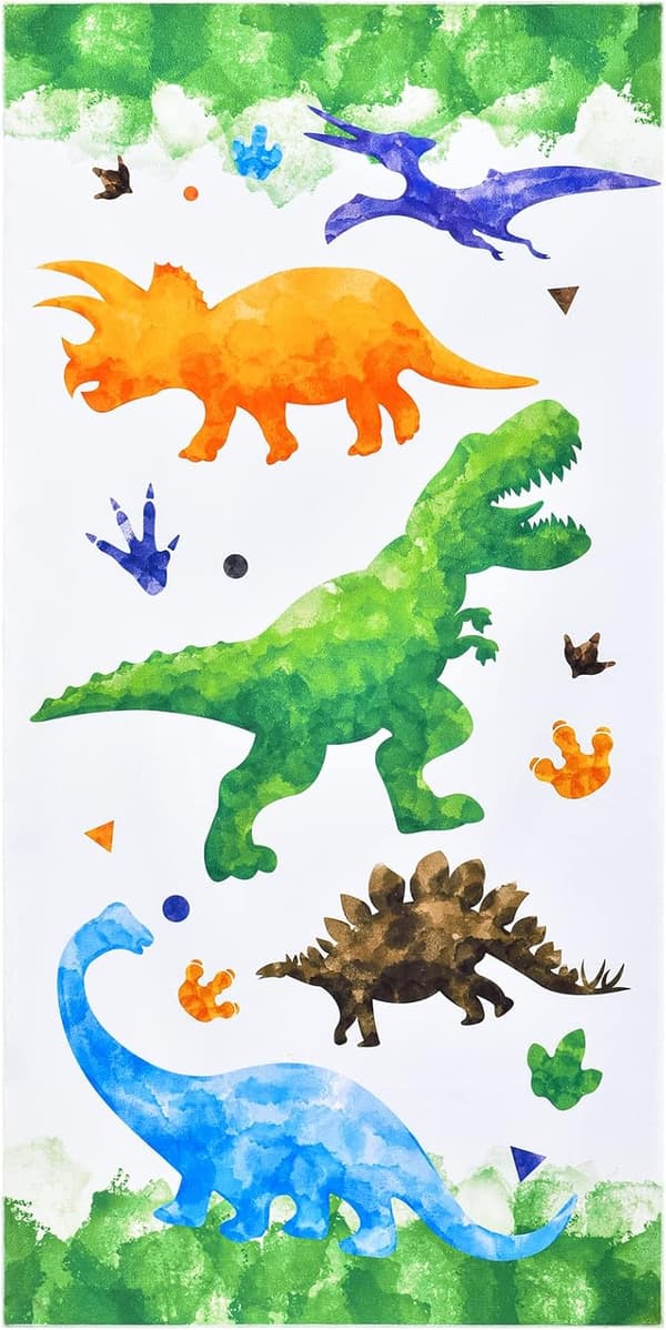 Dinosaur badehåndklæde - Akvarel Dino 70 x 150 cm Polyester Campinghåndklæder til drenge Børn Hurtigtørrende U