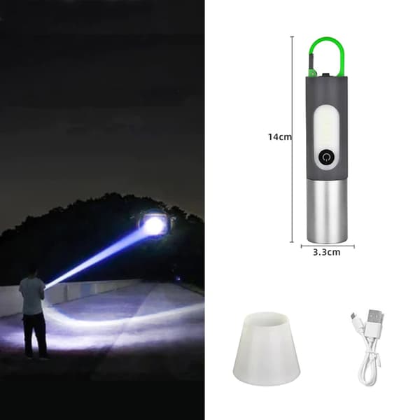 Genopladelig LED Lommelygte med Krog Nødlygte til Camping Vandreture