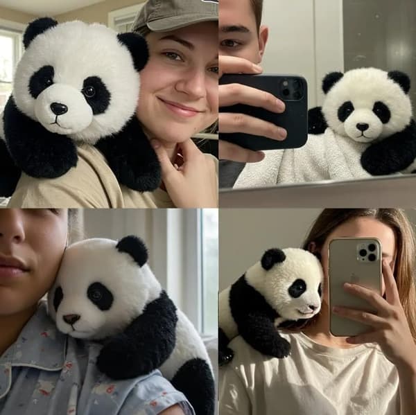 Følelsesmæssig terapi efter behov, realistiske panda-plysdyr, lindrer stress og giver trøst