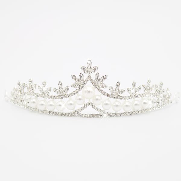 BRUDE Tiaraer og kroner for kvinner Perle Rhinestone Dronningkrone P