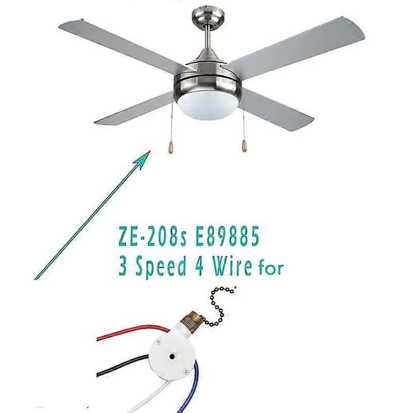 stk. Loftventilator Lyskontakt ZingEar ZE-208S E89885 3 Hastigheder 4 Ledninger Ventilatorafbryder Lynlås, Ventilator Lyskontakt, Bronze