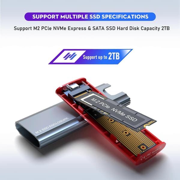 M2 NVMe SATA SSD-kabinet 10 Gbps SSD-boks M.2 NVME NGFF SSD til USB 3.1-kabinet Type-A til Type-C-kabel til pc-bærbar computer