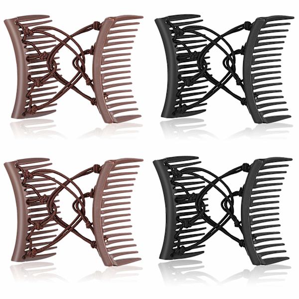4 stk. elastiske doble kamhårklemmer justerbare elastiske hårklemmer