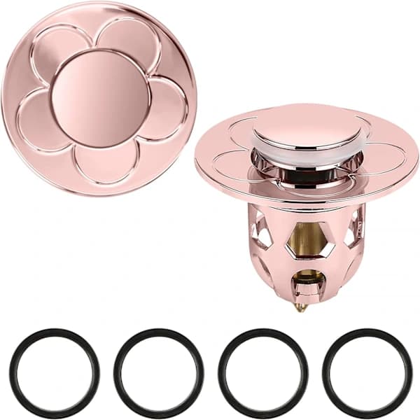 2 delar universal diskbänkspropp (roséguld), pop-up bottenventil anti