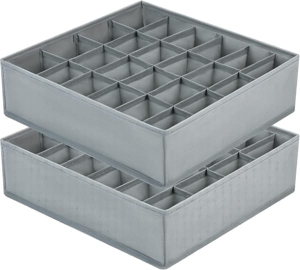 Sammenfoldelig skuffeorganisator, non-woven sokkeopbevaring, pladsbesparende ruminddelt undertøjsopbevaring (grå)