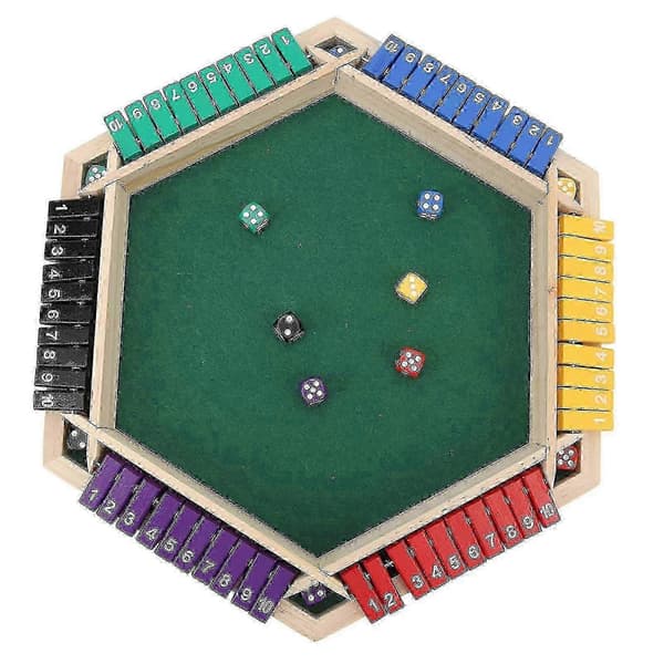 Shut The Box Terningespil 6 Spillere 6 Farvede Sidede Træ Bordplade Shut The Box Spil Med 12 Terninger