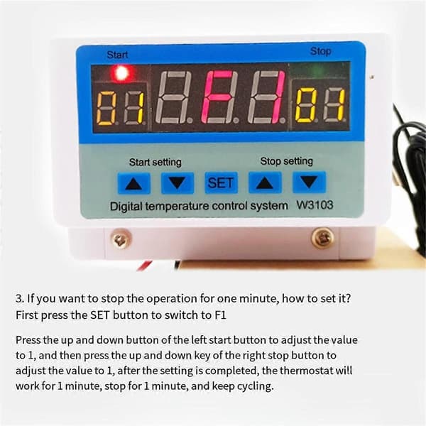 Digital temperaturregulator 220V Maks. 5000W Digital termostat 30A -19 til 99 temperaturkontrol
