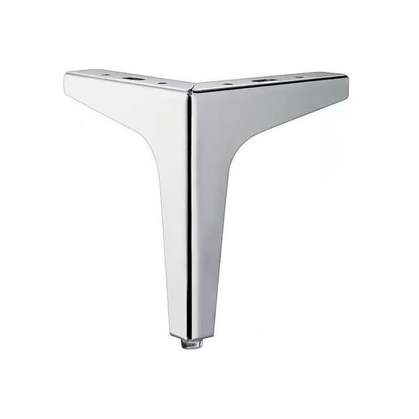 Bordsben, set med 4 möbelben i metall 15 cm höjd - modern stil - triangel, silver