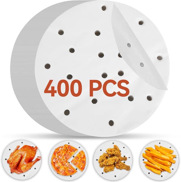 400 stk. 6,1 tommer Airfryer-foringer, perforerede runde ark til Airfryer-tilbehør