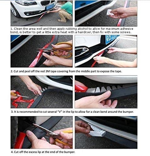 Universal Front Bumper Spoiler Gummi Decal Læbe Splitter B