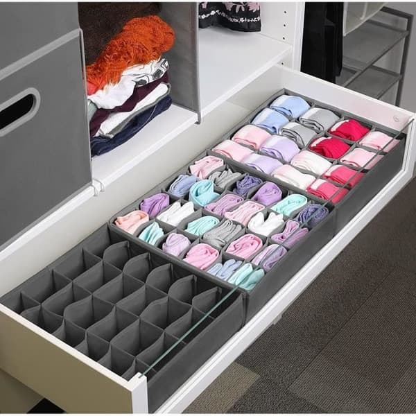 (Grå) Skuffeorganisator - Ikke-vevd stoff - 2-pakning - 24 rom - Grå - Moderne design gray