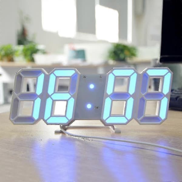 Moderni 3D-seinäkello LED Digitaalinen USB Elektroninen Kello Seinällä Valoisa Herätyskello Pöytäkello