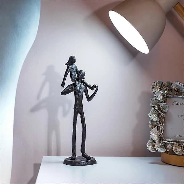 Pappa, dotter, järn, figur, far, dotter, kärlek, skulptur, dekoration