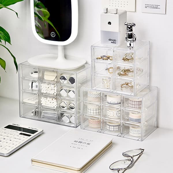 Bordsskuff Organizer Mini skuffer Plast Skrivebord Håndverk Oppbevaring 6 grid