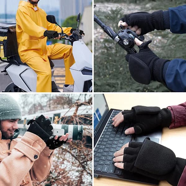 Vinter Konvertible Handsker Flip Top Vanter Varmt Polar Fleece til