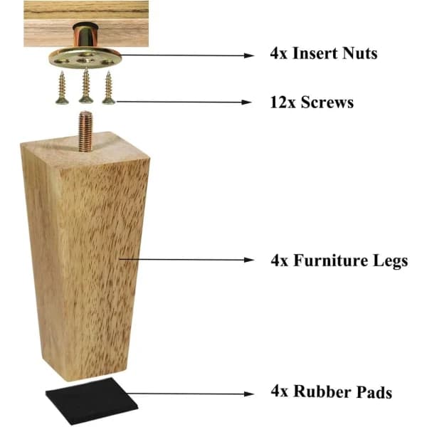 Träben Möbelben Sockelben Soffben M8 Skruvar och Bultar (15cm)