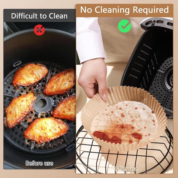 Airfryer bagepapir 200 stk - 20cm - Bagepapir - Airfryer tilbehør - Engangsbeholdere - Rund - Engangsbeholdere
