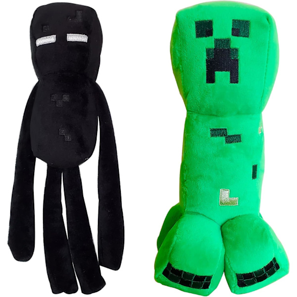 (2 kpl Creeper ja Enderman) Creeper ja Enderman pehmolelut, peli P