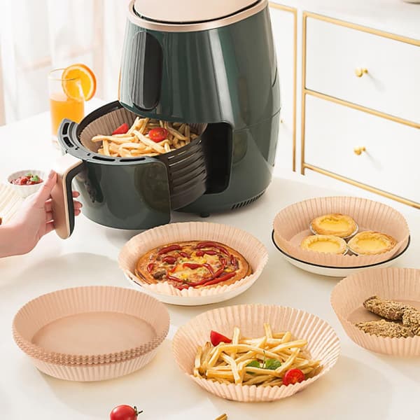 Airfryer bagepapir 200 stk - 20cm - Bagepapir - Airfryer tilbehør - Engangsbeholdere - Rund - Engangsbeholdere