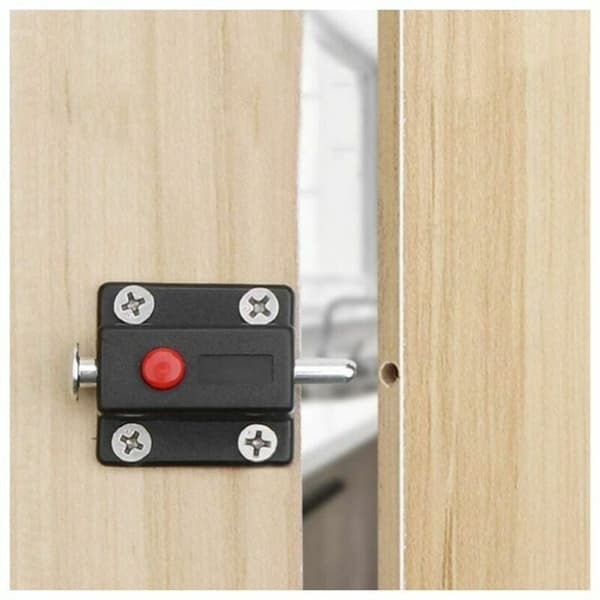 Lås, fjäderbelastat tryckknapps automatiskt säkerhetsglidlås, 4 st.