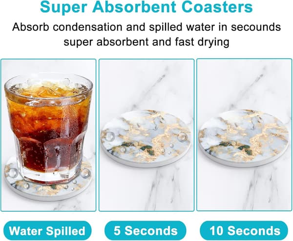 Glasbrikker til drinks, sæt med 6 marmorabsorberende keramiske glasbrikker, ZQKLA