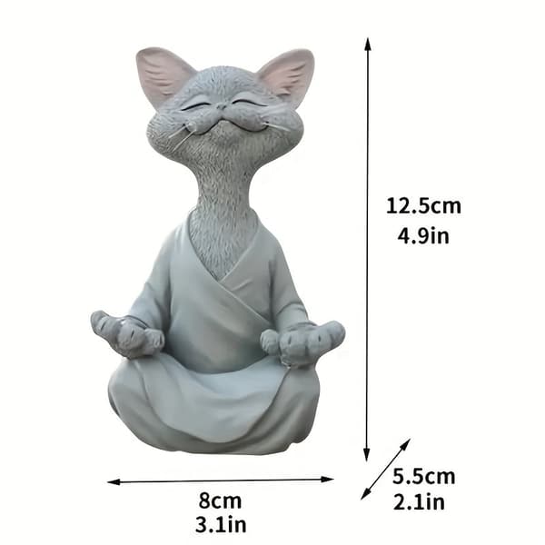 Katfigur, meditationsyoga glad kat, zenkat afslappet positur skulptur