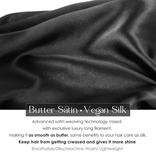 Sort Satin Bonnet Silke Bonnet Sovehat til kvinder Hårredning, ZQKLA