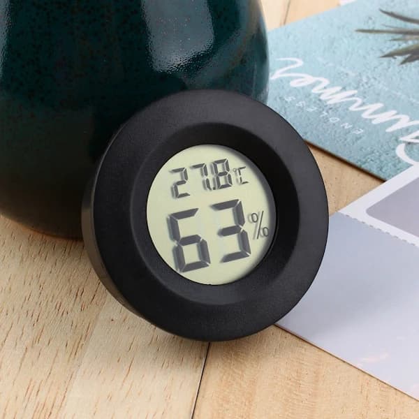 Hilitand Digital Cigar Humidor Hygrometer Termometer Sort Rund Skive Lagertilbud