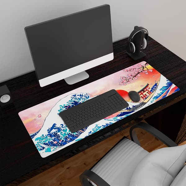 Rosa kirsebærblomst gaming musematte for tastatur og mus