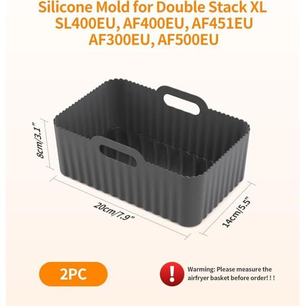 Tilbehør til, Airfryer Silikoneform til Double Stack XL SL400EU, Foodi Max AF500EU, AF400EU, AF451EU, AF300EU, 7,6 til 10,4 L Airfryer, Kitc