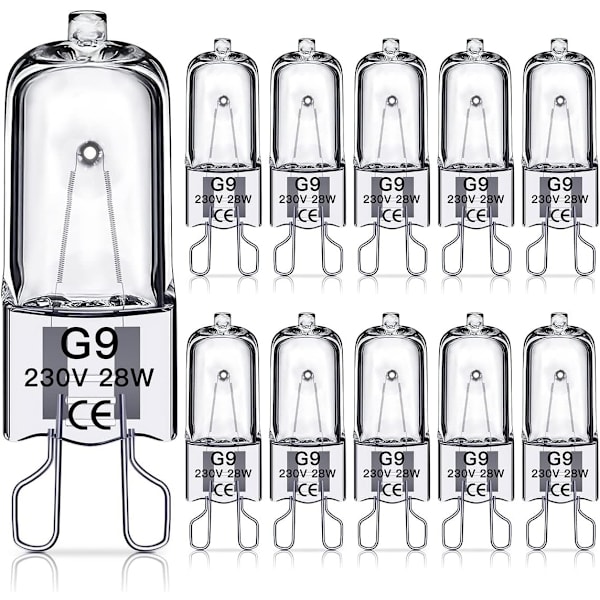 G9 Halogenlampor 28W, 230V, 10-pack
