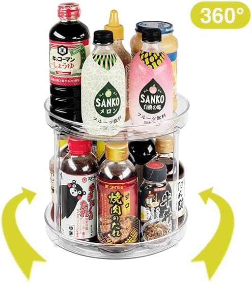 Organizer, Multifunktionel Krydderihylde Roterende Krydderihylde til Køkkenopbevaring, Roterende Krydderiholder, Transparent, 23,5 cm (Medium)