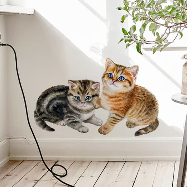 Sæt med wallstickers, to søde katte, vægdekoration