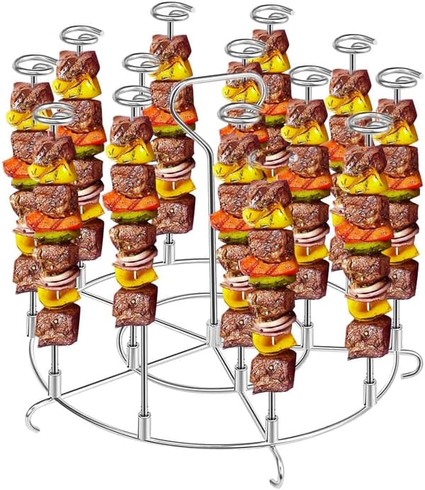 Grillspydstativ i rustfritt stål for airfryer, tørkestativ, airfryer-tilbehør (8QT)