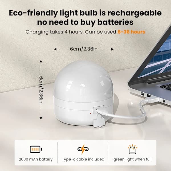 USB genopladelig E27 LED-pære med fjernbetjening og timer
