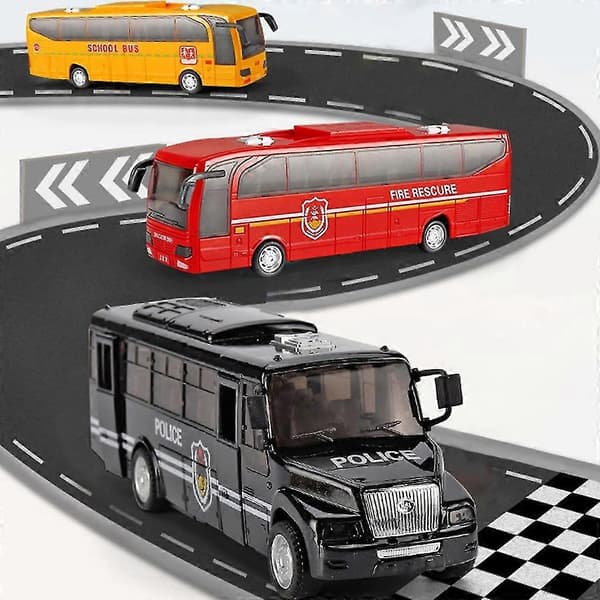 Legetøjsbus med trækfunktion, transportkøretøj, skolebusmodel, brand