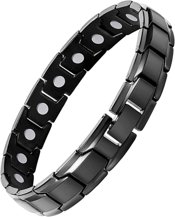 Sort magnetisk armbånd i titaniumstål til mænd, magnetisk armbånd