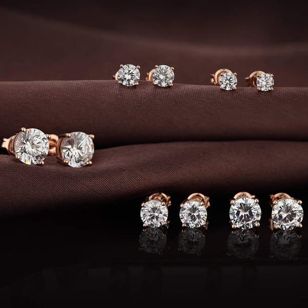 Dame CZ Øreringe Simuleret Diamant Rund Cubic Zirconia E