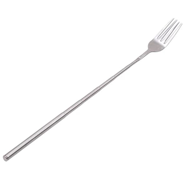 Sølvfarget uttrekkbar gaffel i rustfritt stål til middag, frukt og dessert, lang bestikk
