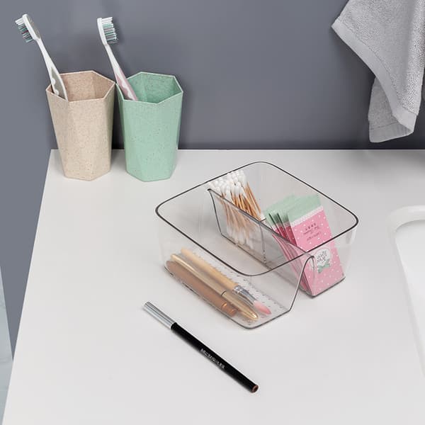 2-pack Klar Plastförvaringslåda Kök Förvaring Lyxigt Badrum