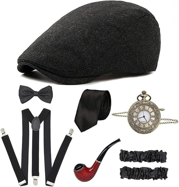 1920'ernes Great Gatsby tilbehørssæt til mænd Brølende 20'erne-30'erne Retro Gangster Kostume