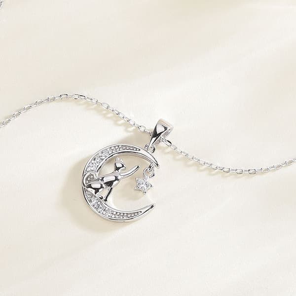 S925 sterling silver enkelt temperament månkatt zirkonhänge j