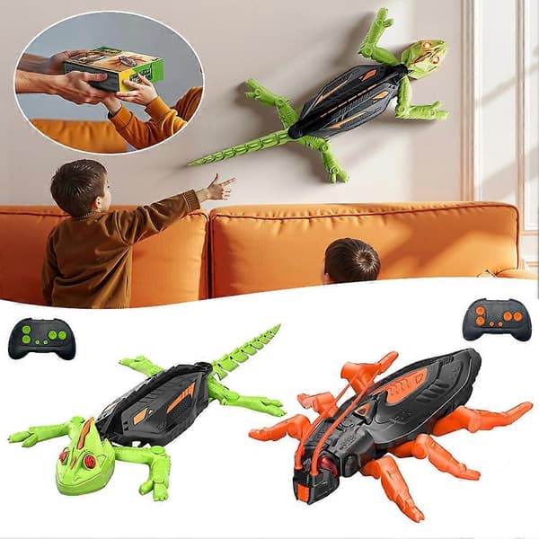 Wall Crawler Geckos RC Robotleke Realistisk Fjernkontroll Gekko med Lys, Perfekt Bursdagsgave til Barn 3+