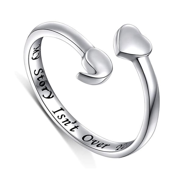 Min historie er ikke slut endnu Sterling Sølv Semikolon Ring Dette Også S
